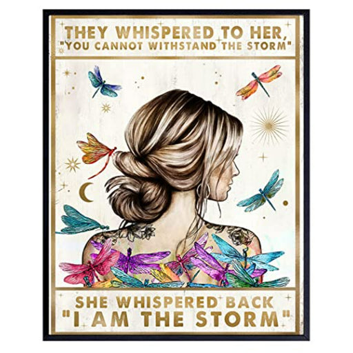 Positive Quote Wall Decor- She Whispered Back I Am The Storm - Grafton Collection