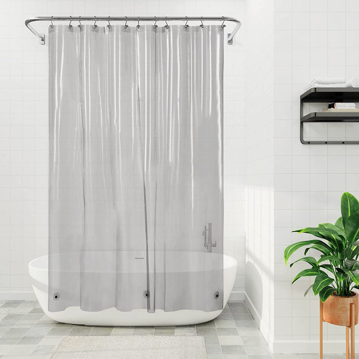 Shower Black Curtain Liner - Lightweight Shower Curtain With Magnets, Metal Grommets - Grafton Collection
