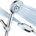 High Pressure 8-mode Handheld Shower Head - Anti-clog Nozzles, Built-in Power Wash to Clean Tub, Tile & Pets, Extra Long Stainless Steel Hose, Wall & Overhead Brackets - Grafton Collection