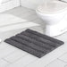 Gray Stripe Chenille Microfiber Bath Mat Rug- Ultra Soft Thick Absorbent Non Slip Shaggy Plush Floor Rugs for Bathroom, Machine Washable - Grafton Collection