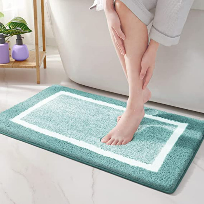 Green Non Slip Bath Mat-Soft and Water Absorbent Rug, Machine Washable Plush Mat for Bathroom, Laundry Room and Living Room - Grafton Collection
