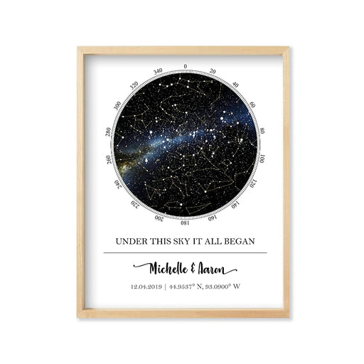 Personalized Star Map Unframed Star Prints, Star Constellation Map Wall Art - Grafton Collection