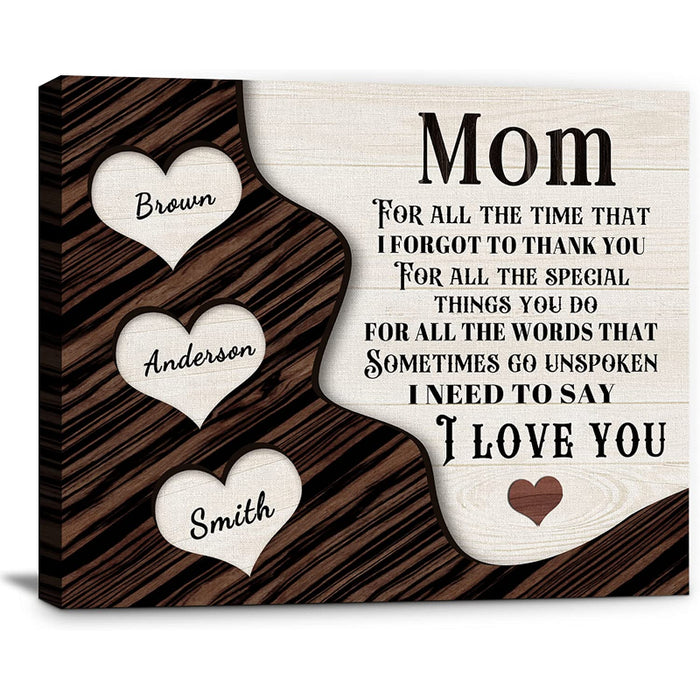 Thank You Mom Personalized Photo Canvas Print, Birthday Gift For