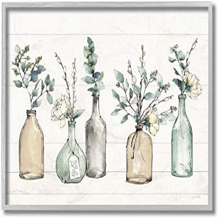 Bottles And Plants Farm Wood Textured, Design by Anne Tavoletti Wall Art - Grafton Collection