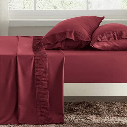 Pack Of 4 Hotel Luxury Burgundy Sheets, Easy Care Cooling Bed Sheet Set - Grafton Collection