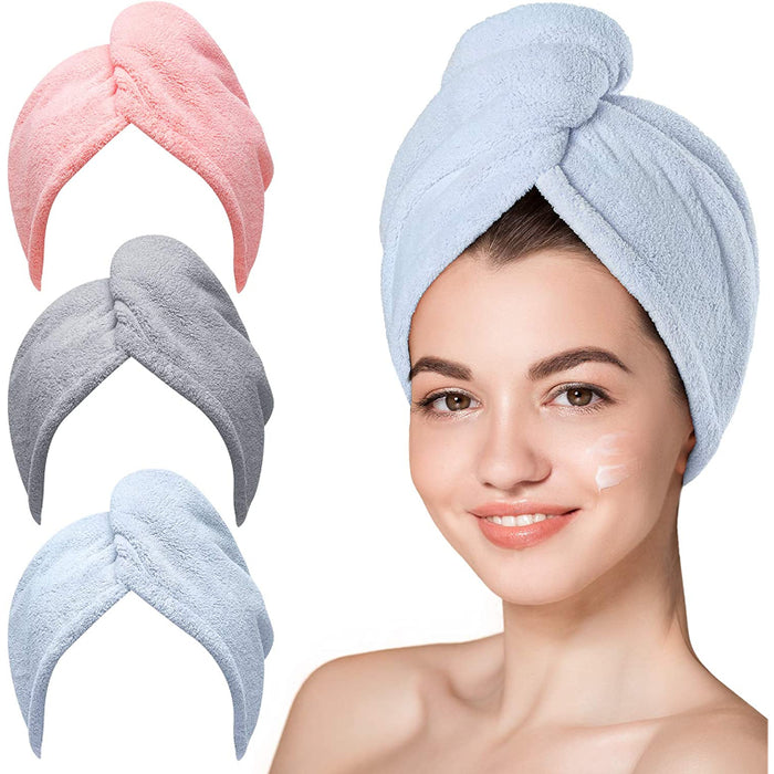 Microfiber Hair Towel, 3 Packs Hair Turbans For Wet Hair, Drying Hair Wrap Towels For Curly Hair Women Anti Frizz