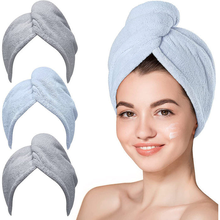Microfiber Hair Towel, 3 Packs Hair Turbans For Wet Hair, Drying Hair Wrap Towels For Curly Hair Women Anti Frizz