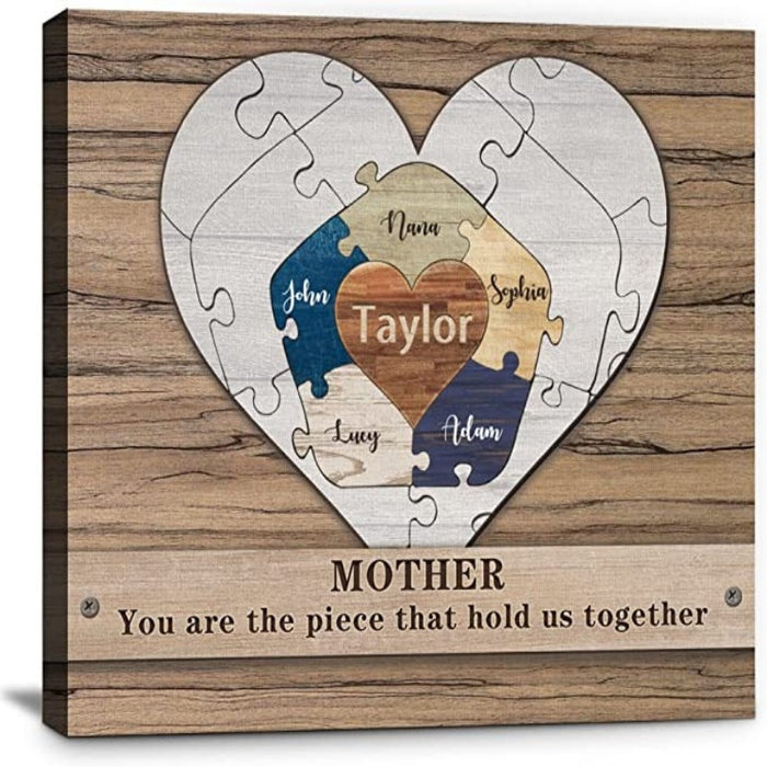 Unique Mothers Day Gifts for Mom, Wife from Daughter, Son, Husband, Custom Canvas Prints Wrapped Wood, Personalized Wall Art Family Sign