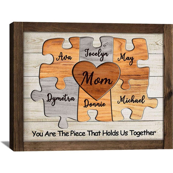 Prints Fun Custom Puzzle Piece Sign Canvas Prints With Names Personalized Mothers Day Gifts For Mom From Daughter Son Birthday Gifts For Mom Canvas Wall Art