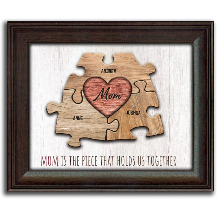 Personalized Puzzle Wall Art | Unique And Sentimental Customized With Up To 8 Names | Framed Canvas Or Wood Sign