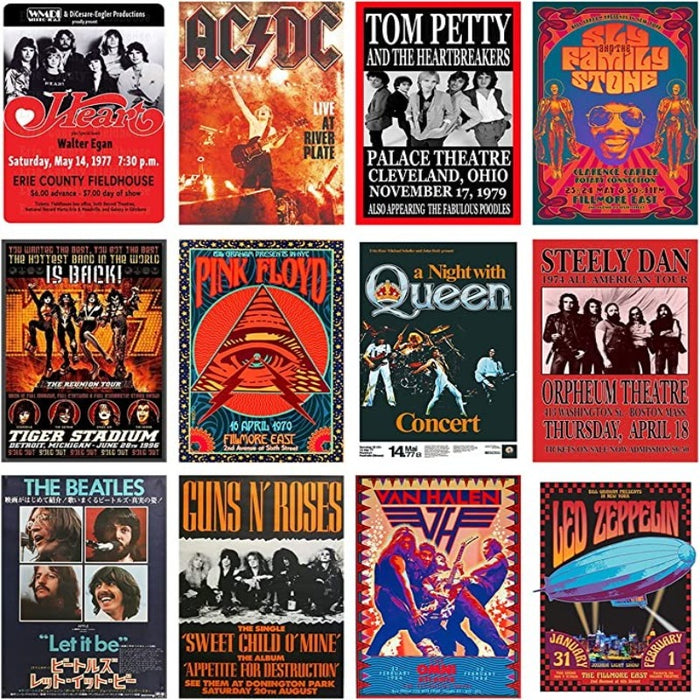 Vintage Rock Band Posters for Room Aesthetic, Retro Music Room Wall Bedroom Decor Wall Art, Vintage Rock Band Music Concert Poster Wall Collage, Old Music Album Cover Prints