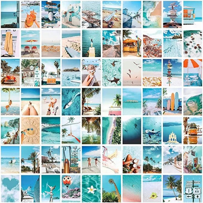 Wall Collage Kit Aesthetic Pictures, Summer Beach Collage Print Kit, Bedroom Decor for Teen Girls, Girls Bedroom Decor, Room Decor Aesthetic, Double- Sided - Grafton Collection