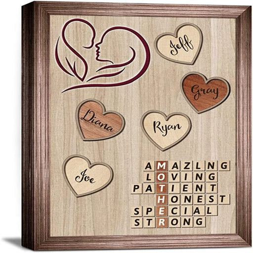 Unique Mothers Day Gifts for Mom, Wife from Daughter, Son, Husband, Custom Canvas Prints Wrapped Wood, Personalized Wall Art Family Sign - Grafton Collection