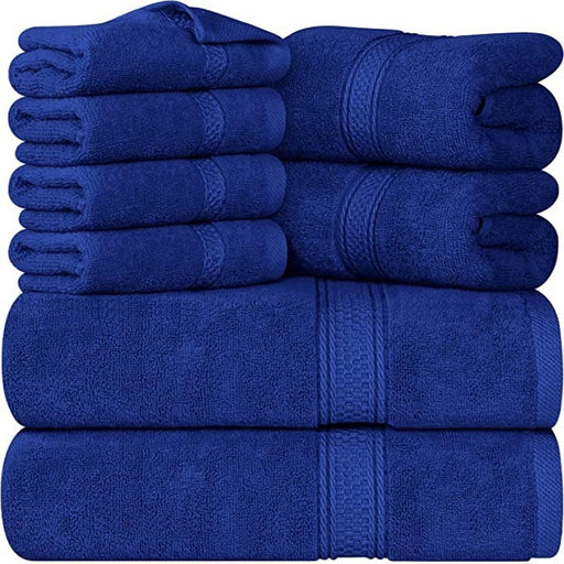 Ring Spun Cotton 8-Piece Towel Set, 2 Bath Towels, 2 Hand Towels, and 4 Wash Cloths, Highly Absorbent Towels for Bathroom, Gym, Hotel, and Spa - Grafton Collection