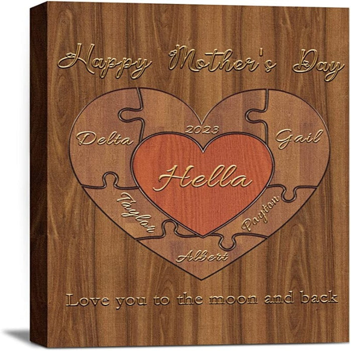 Unique Mothers Day Gifts for Mom, Wife from Daughter, Son, Husband, Custom Canvas Prints Wrapped Wood, Personalized Wall Art Family Sign