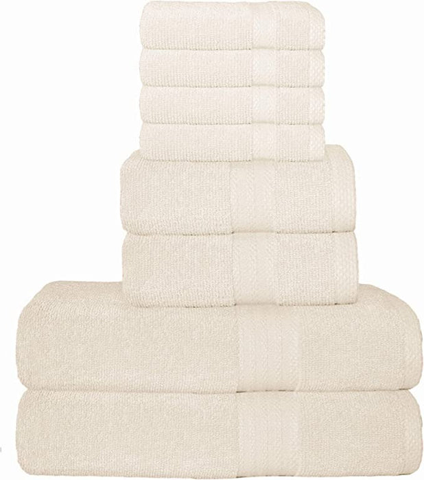 Pack Of 8 Towel Set Pure Ring, 2 Oversized Bath Towels, 2 Hand Towels, 4 Wash Cloths Ideal for Everyday use, Hotel & Spa