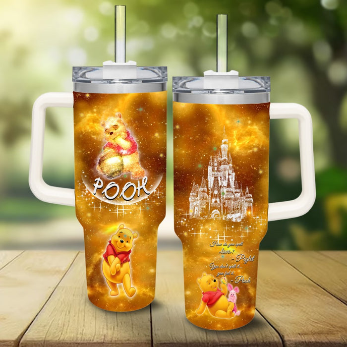 Pooh Castle Glitter Pattern Tumbler