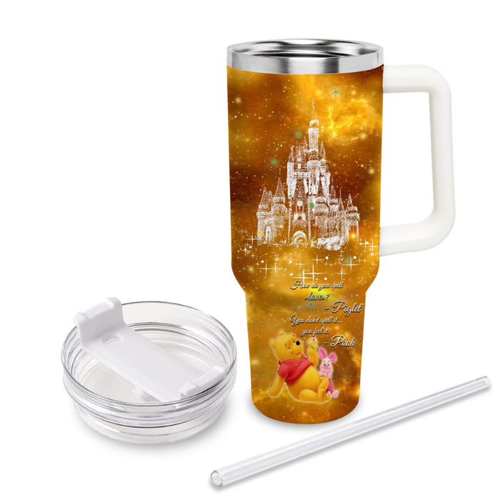 Pooh Castle Glitter Pattern Tumbler