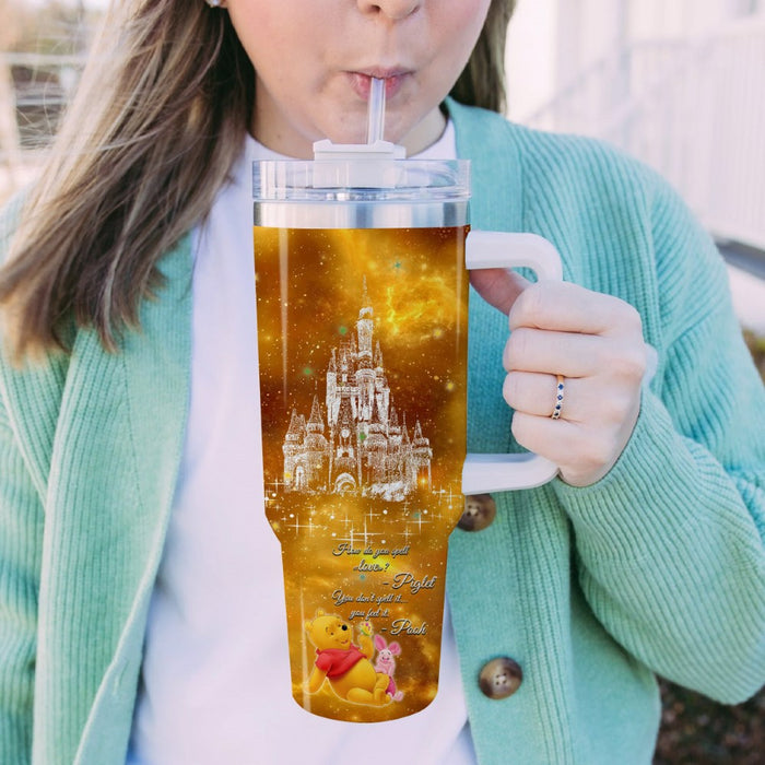 Pooh Castle Glitter Pattern Tumbler