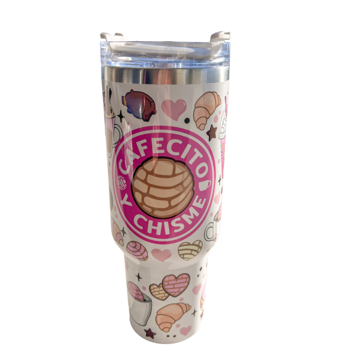 Cafecito Y Chisme 40 oz Travel Mug Coffee Pan Dulce Tumbler with Conchas