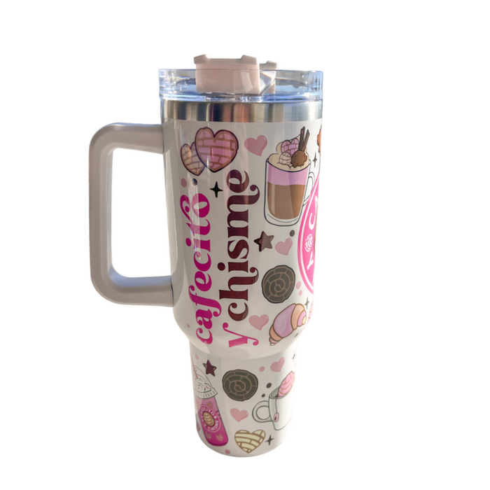 Cafecito Y Chisme 40 oz Travel Mug Coffee Pan Dulce Tumbler with Conchas