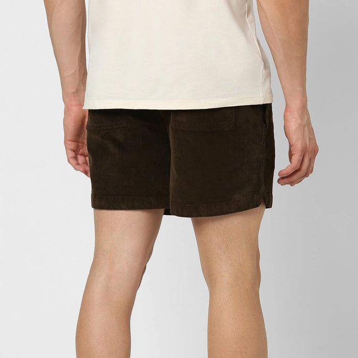 Corduroy Elastic Waistband Shorts