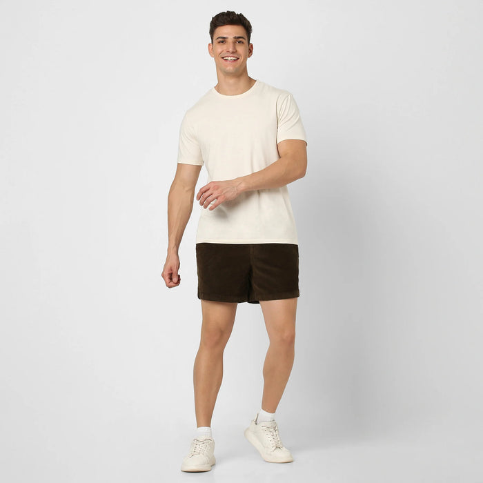 Corduroy Elastic Waistband Shorts