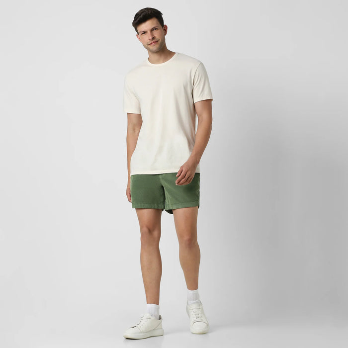 Corduroy Elastic Waistband Shorts