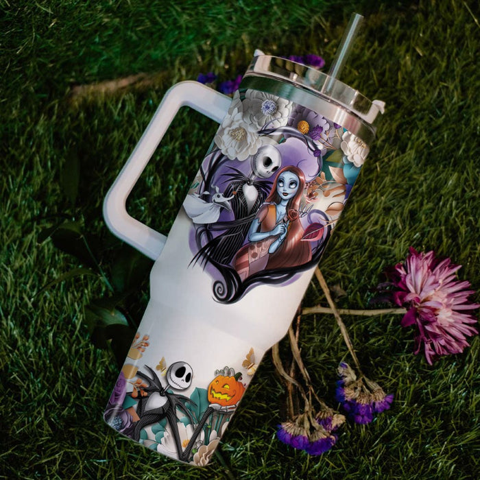 Custom Name Jack Skellington 3D Flower Tumbler