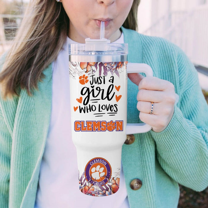 Custom Name Tigers Mascot Floral Design Tumbler