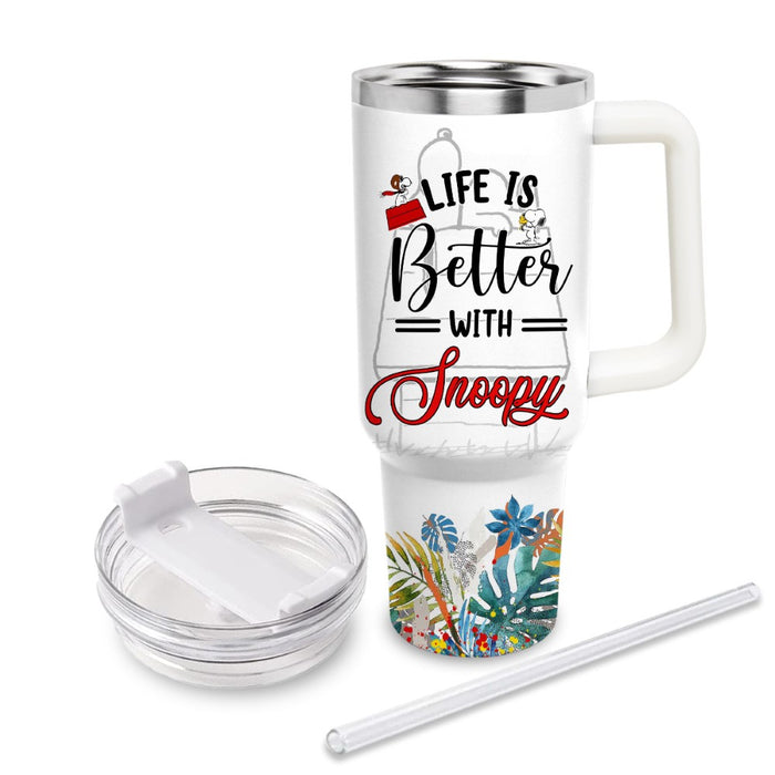 Life Is Better With Snoopy Printed Tumbler