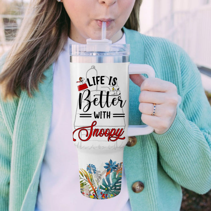 Life Is Better With Snoopy Printed Tumbler