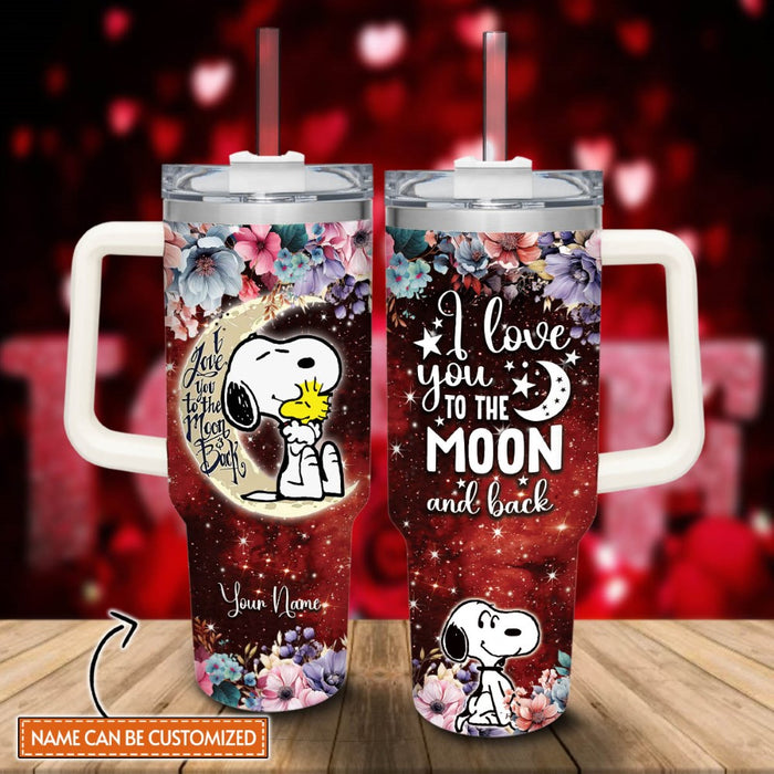 Custom Name Snoopy To The Moon And Back Printed Tumbler