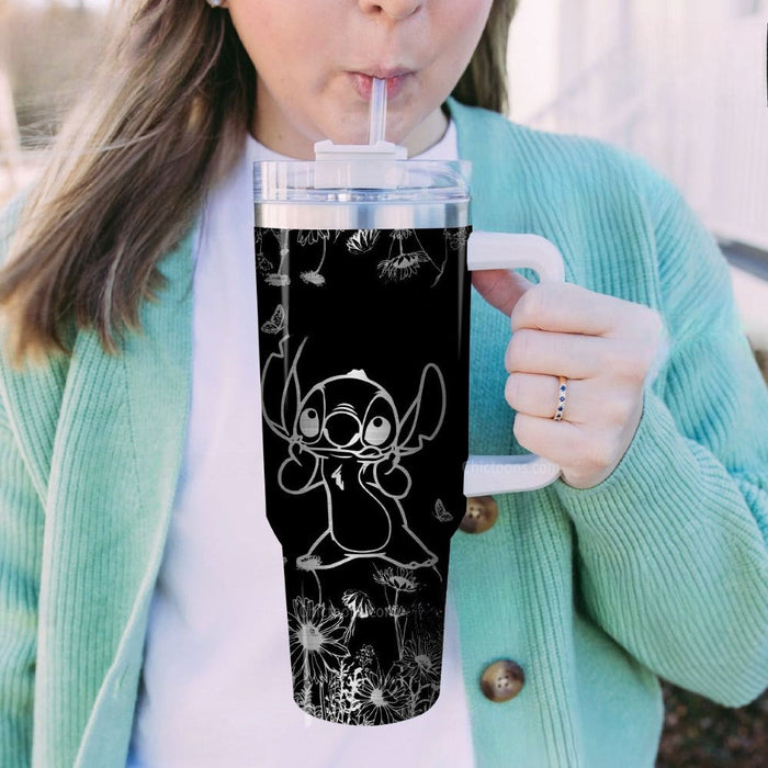 Stitch Flower Laser Engraved Tumbler