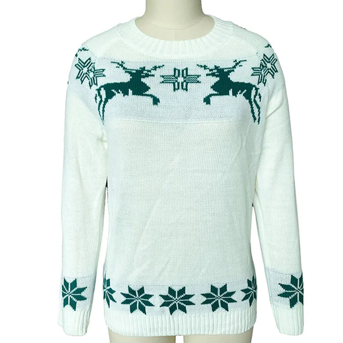 Deer Printed Casual Round Collar Sweater - Grafton Collection