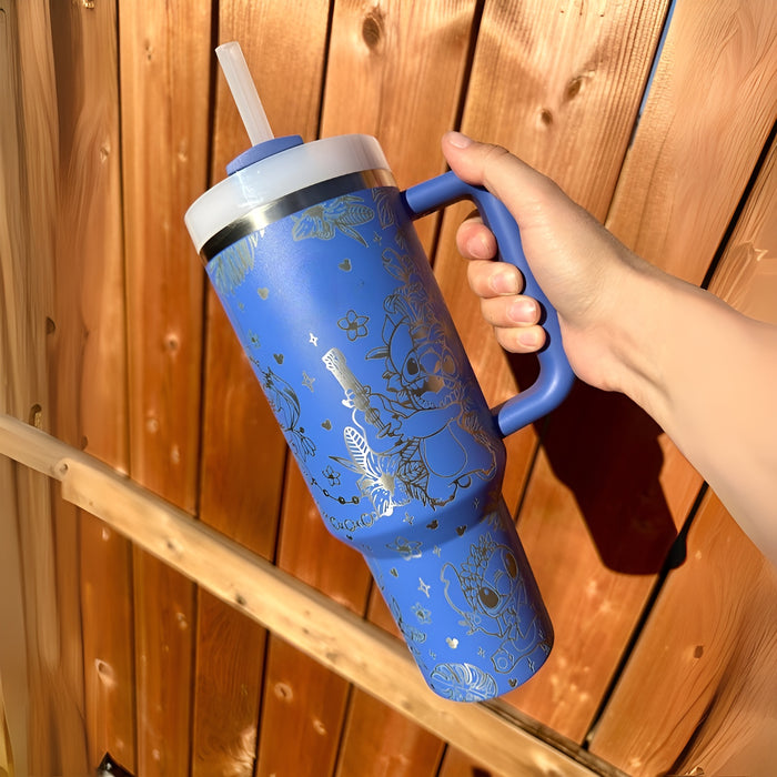 Floral Print Tumbler With Straw Lid