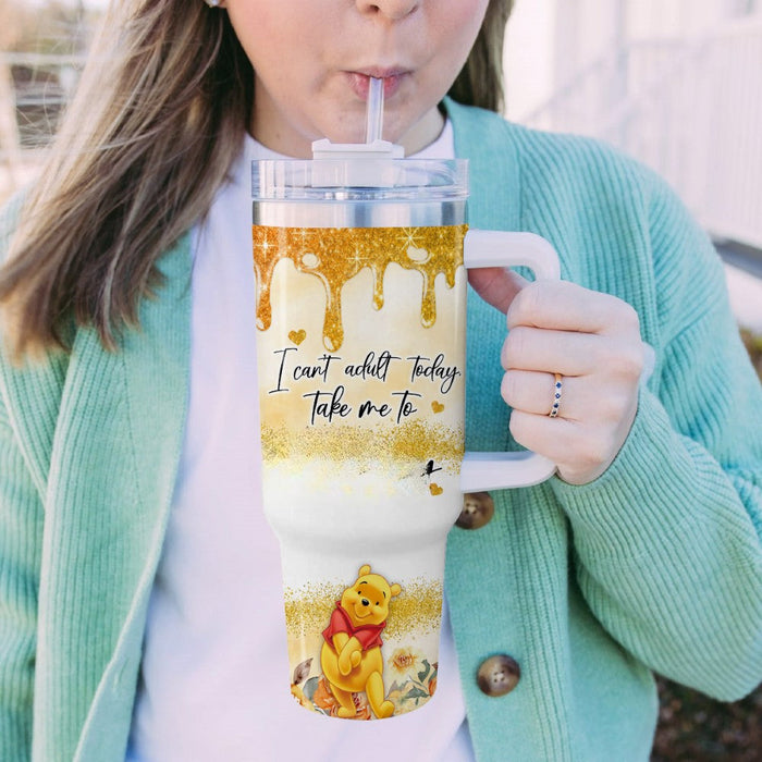 Winnie The Pooh Printed Custom Name Tumbler