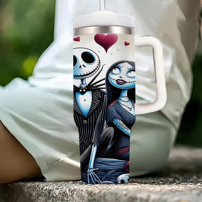 Jack And Sally Insulated Tumbler With Lid And Straw