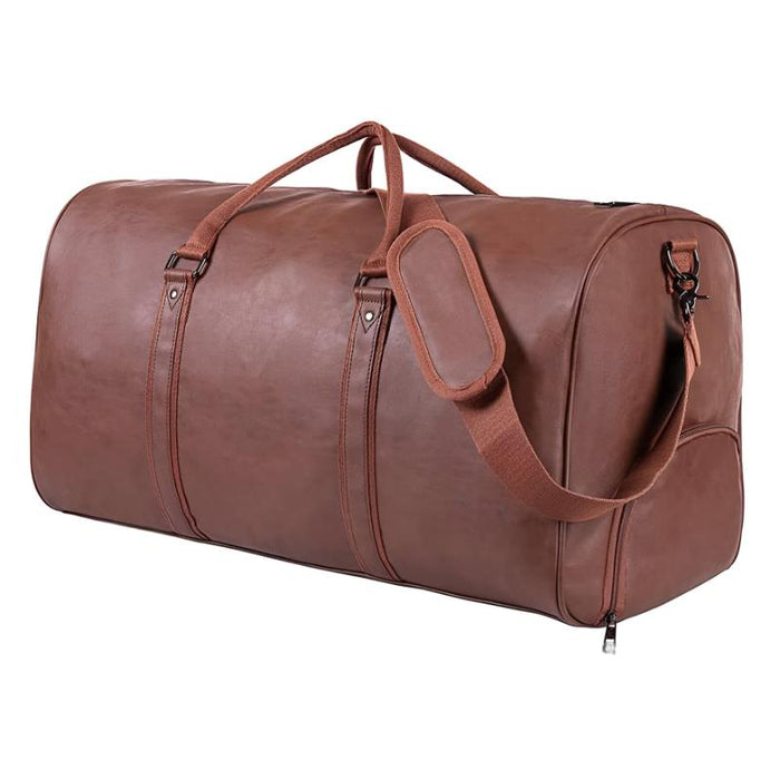 Leather Weekender Waterproof Bag With Shoe Compartment