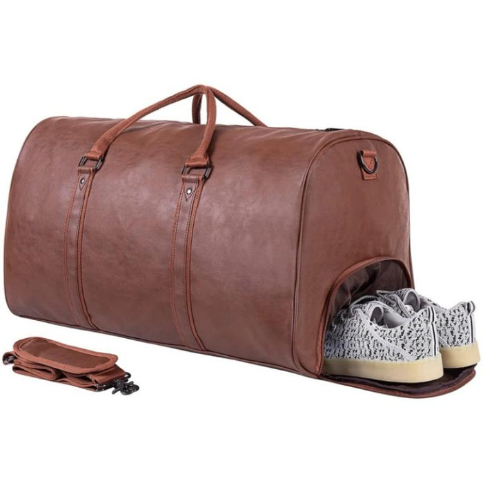 Leather Weekender Waterproof Bag With Shoe Compartment