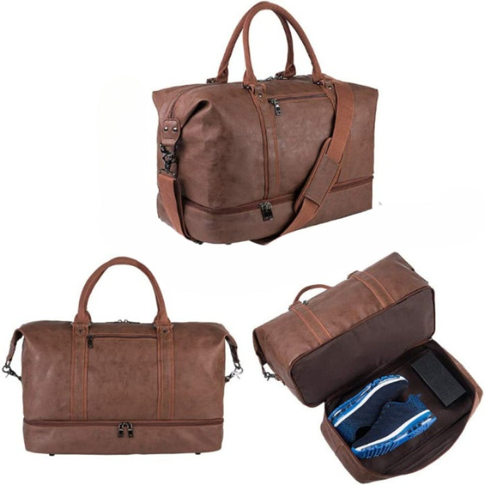 Leather Weekender Duffle Bag