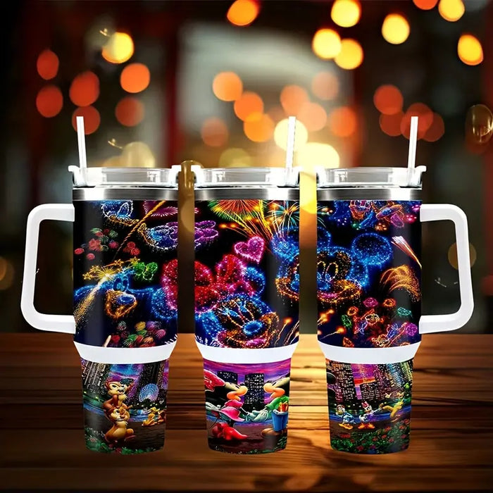 Mickey And Minnie Fireworks Design Printed Insulated Tumbler