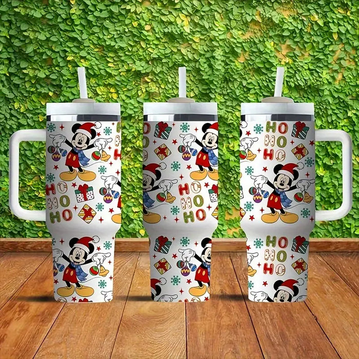 Mickey Christmas Tumbler With Lid And Straw