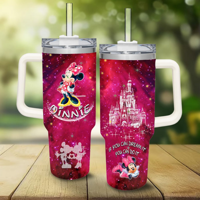 Minnie Mouse Castle Printed Glitter Pattern Tumbler