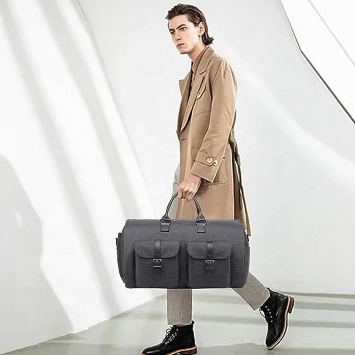 Modern Duffel Bag With Front Buckle Pockets