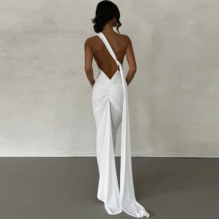 Oblique Backless Maxi Dress