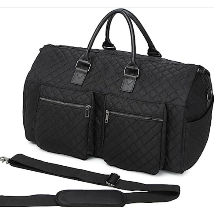 Quilted Overnight Duffel Bag With Zipper Pockets