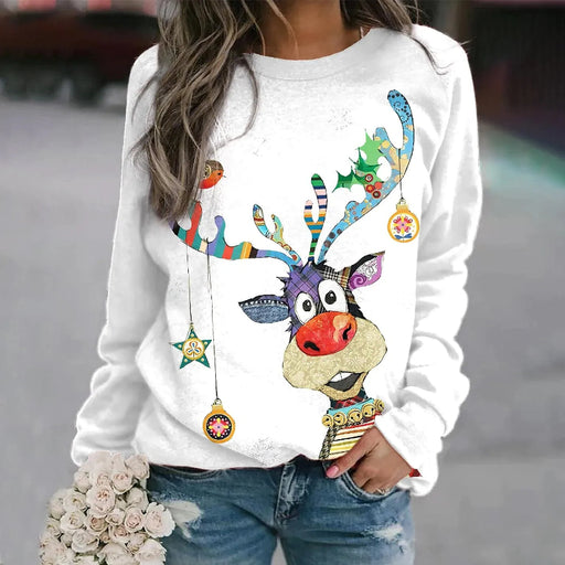Round Collar Animal Printed Christmas Sweater - Grafton Collection