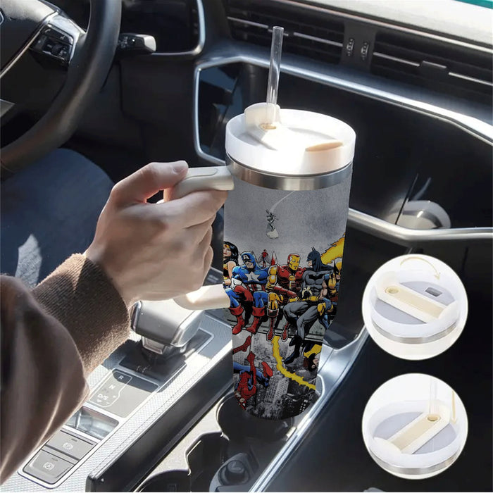 Three Superhero Printed Insulated Tumbler