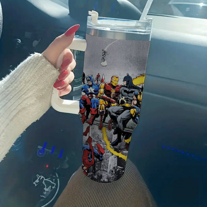 Three Superhero Printed Insulated Tumbler